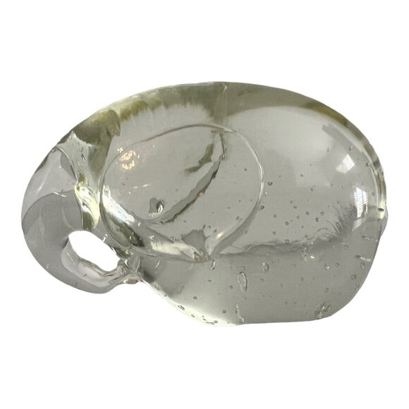 Clear Art Glass Elephant Figurine Paperweight With Bubbles Handmade 2.5x3.5" - Picture 3 of 6